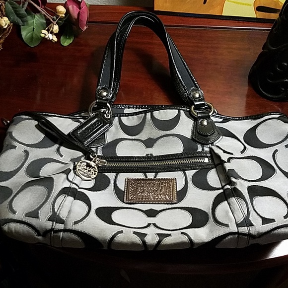Coach gray and black signature canvas satchel - Picture 1 of 5